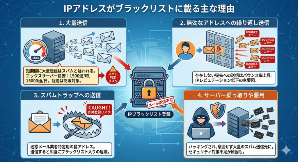 IPアドレスがブラックリストに載る主な理由