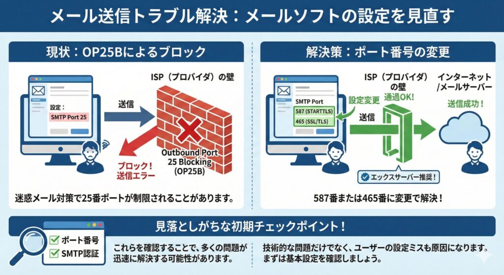 メールソフトの設定を見直す