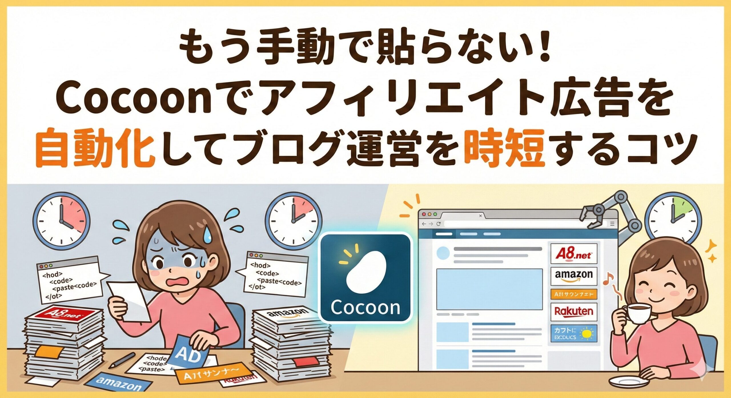 COCOON、アフェリ時短