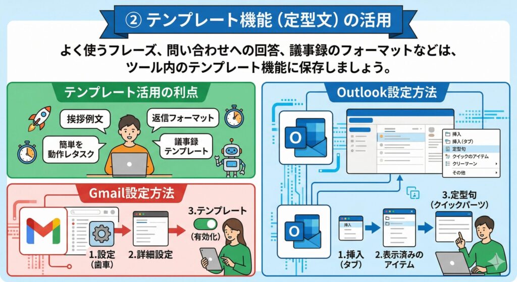 テンプレート機能(定型文)の活用