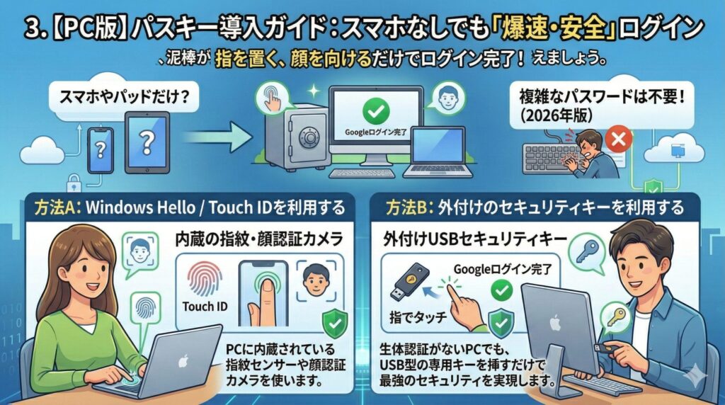 PC版】パスキー導入ガイド:スマホなしでも「爆速・安全」ログイン