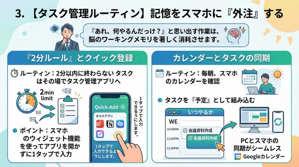 【タスク管理ルーティン】記憶をスマホに「外注」する