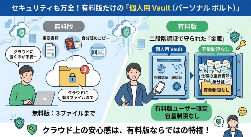 セキュリティも万全!有料版だけの「個人用 Vault」